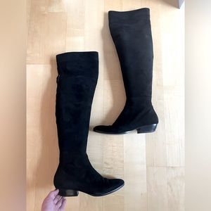 Costume National Black Suede & Leather Western Over-the-Knee Boots